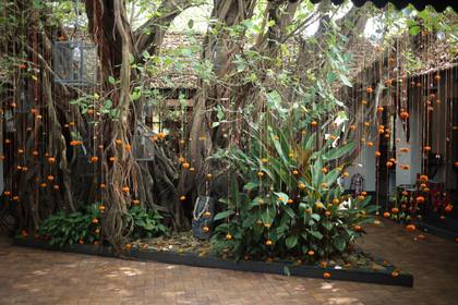 Photo-op and Floral detail — Welcome Lunch decor — Alila Diwa Goa